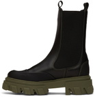 GANNI Black & Green Leather Chelsea Boots