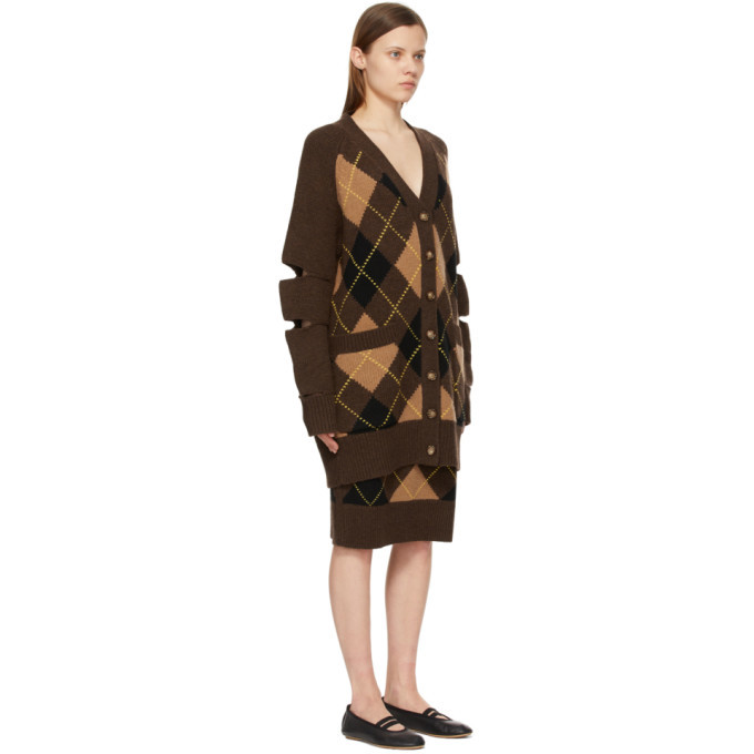 トップス Burberry Brown Check Agnese Cardigan Burberry Brown Check Agnese Cardigan Burberry