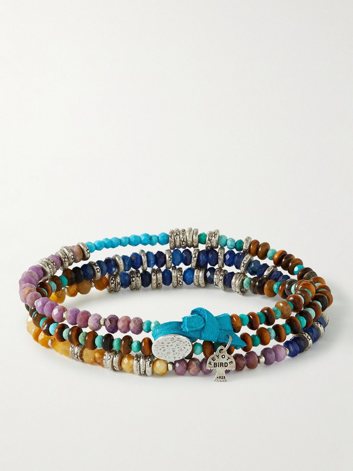 Peyote Bird - Safari Multi-Stone, Silver-Tone and Leather Wrap Bracelet ...