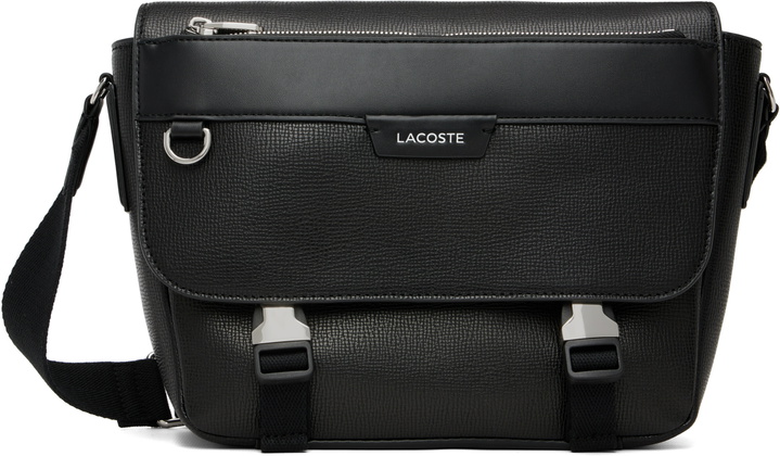 Photo: Lacoste Black Ossian Flap Close Leather Satchel