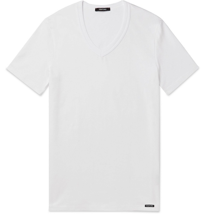 Photo: TOM FORD - Stretch-Cotton Jersey T-Shirt - White