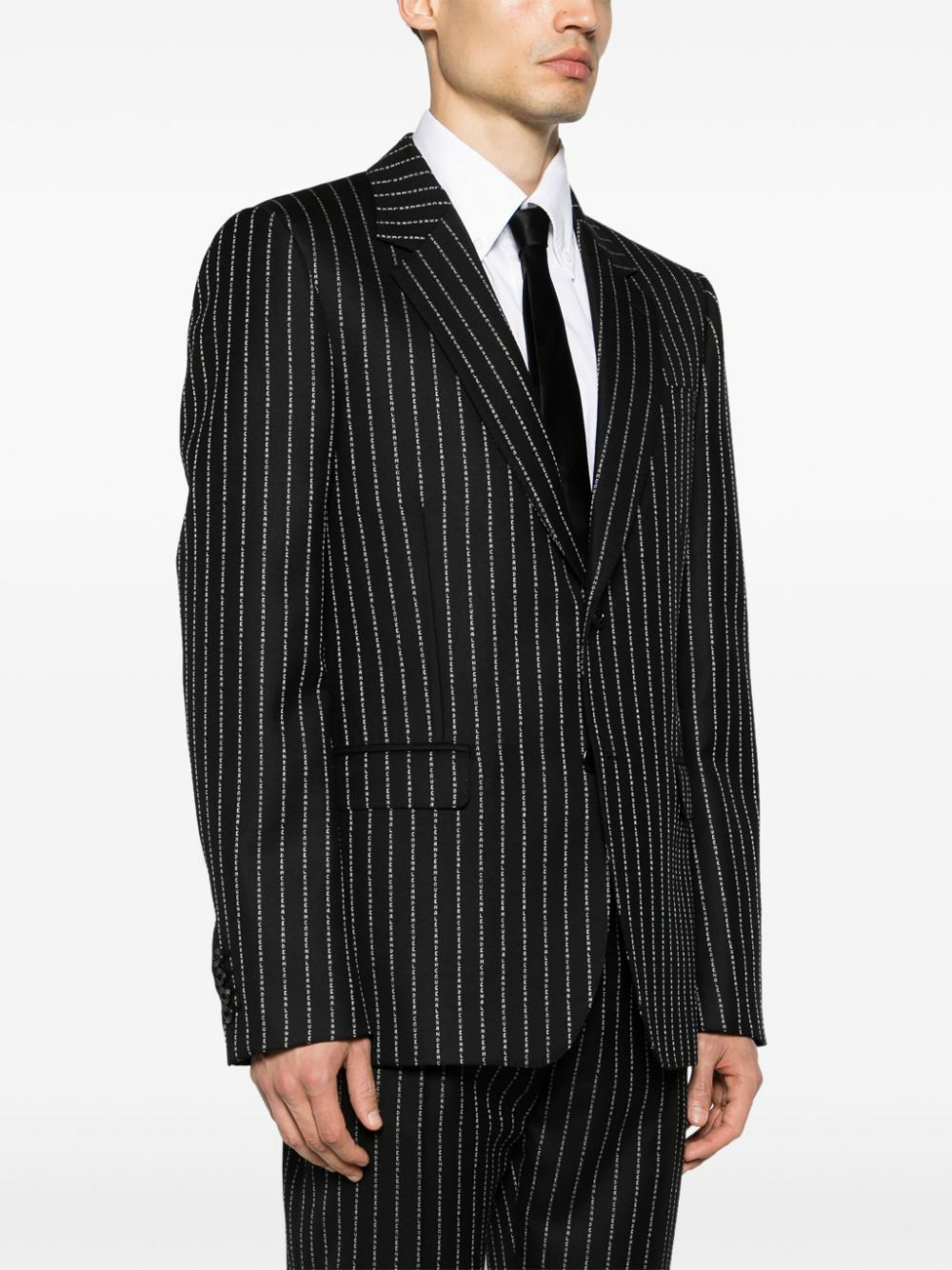 Alexander McQueen Black Pinstripe Wool Blazer Alexander McQueen