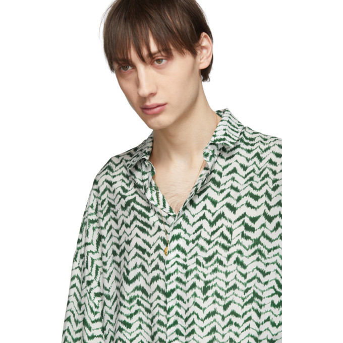 Haider Ackermann Green and White Silk Greenfield Shirt