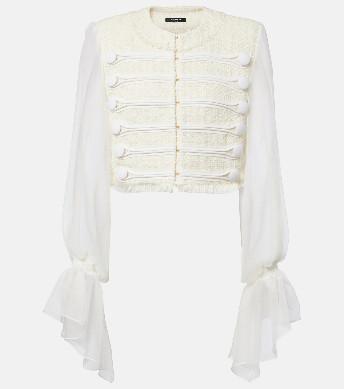 Balmain Silk-trimmed bouclé jacket