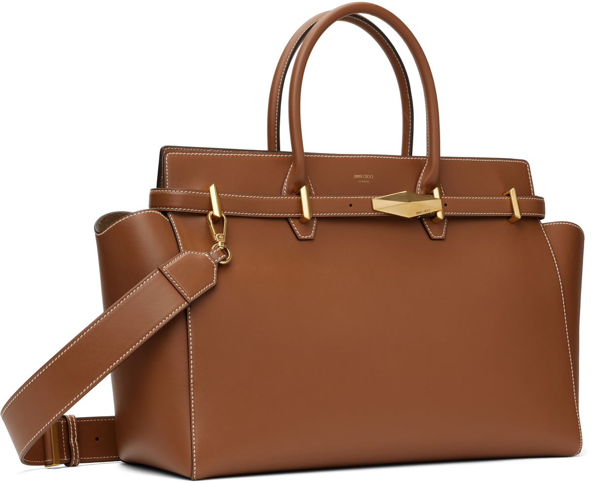 Jimmy Choo Brown Diamond Belted M Top Handle Bag Jimmy Choo