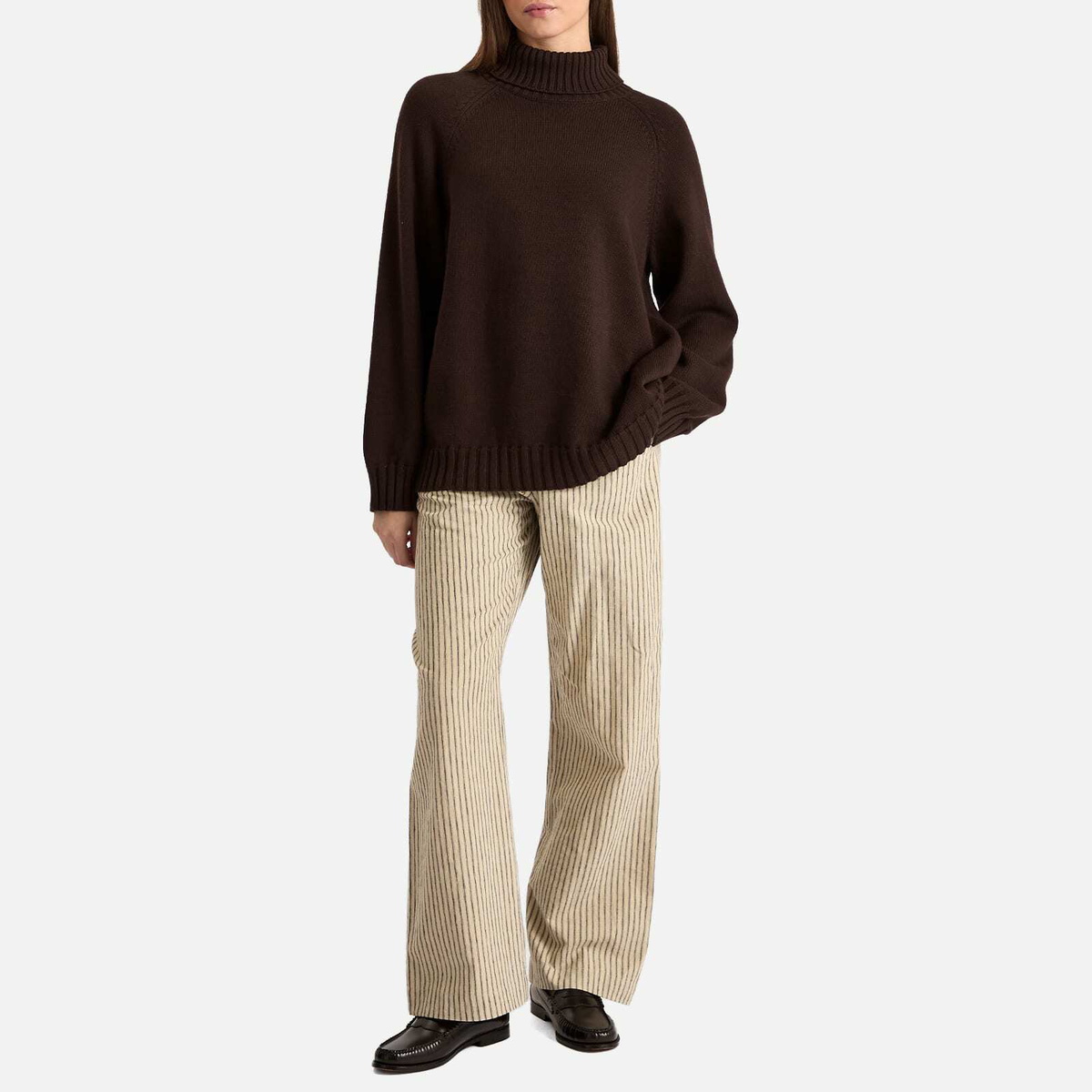 DONNI. Women's Cotton Cashmere Turtleneck Jumper in Espresso