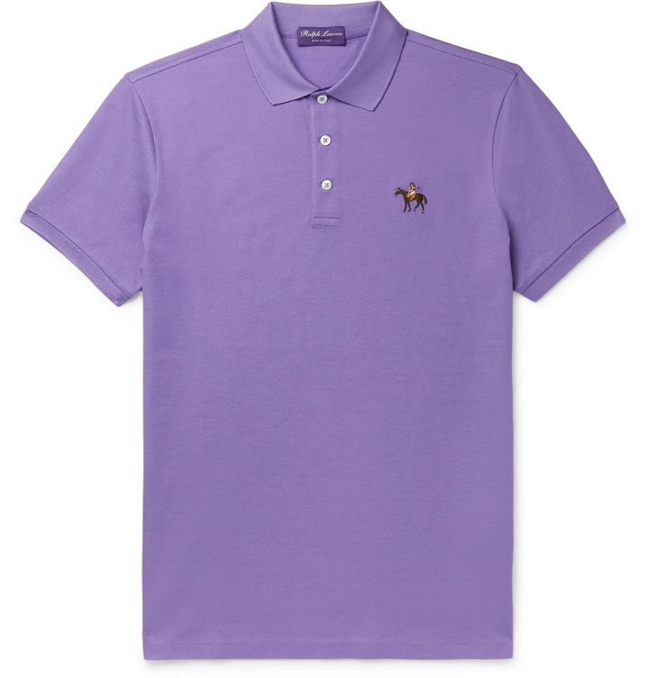 Photo: Ralph Lauren Purple Label - Logo-Embroidered Cotton-Piqué Polo Shirt - Purple