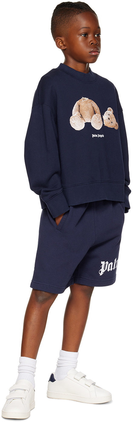 Palm Angels Kids Navy Printed Shorts