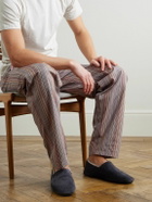 Mr P. - Plush-Lined Suede Slippers - Blue