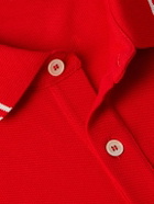 Valentino Garavani - Logo-Appliquéd Striped Cotton-Piqué Polo Shirt - Red