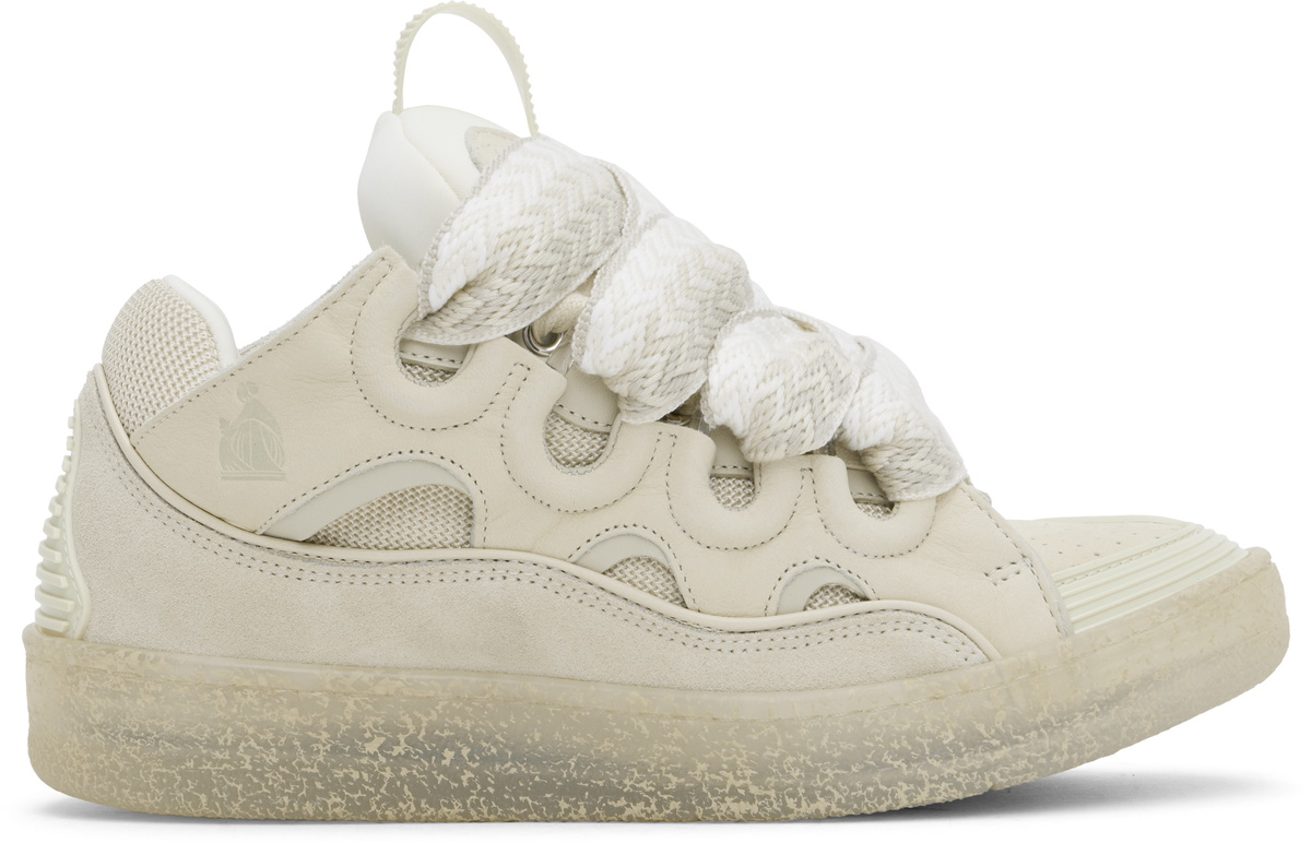 未使用希少39 LANVIN curb sneaker ホワイト初期 Lanvin Leather Curb White Ivory | Hype Clothinga