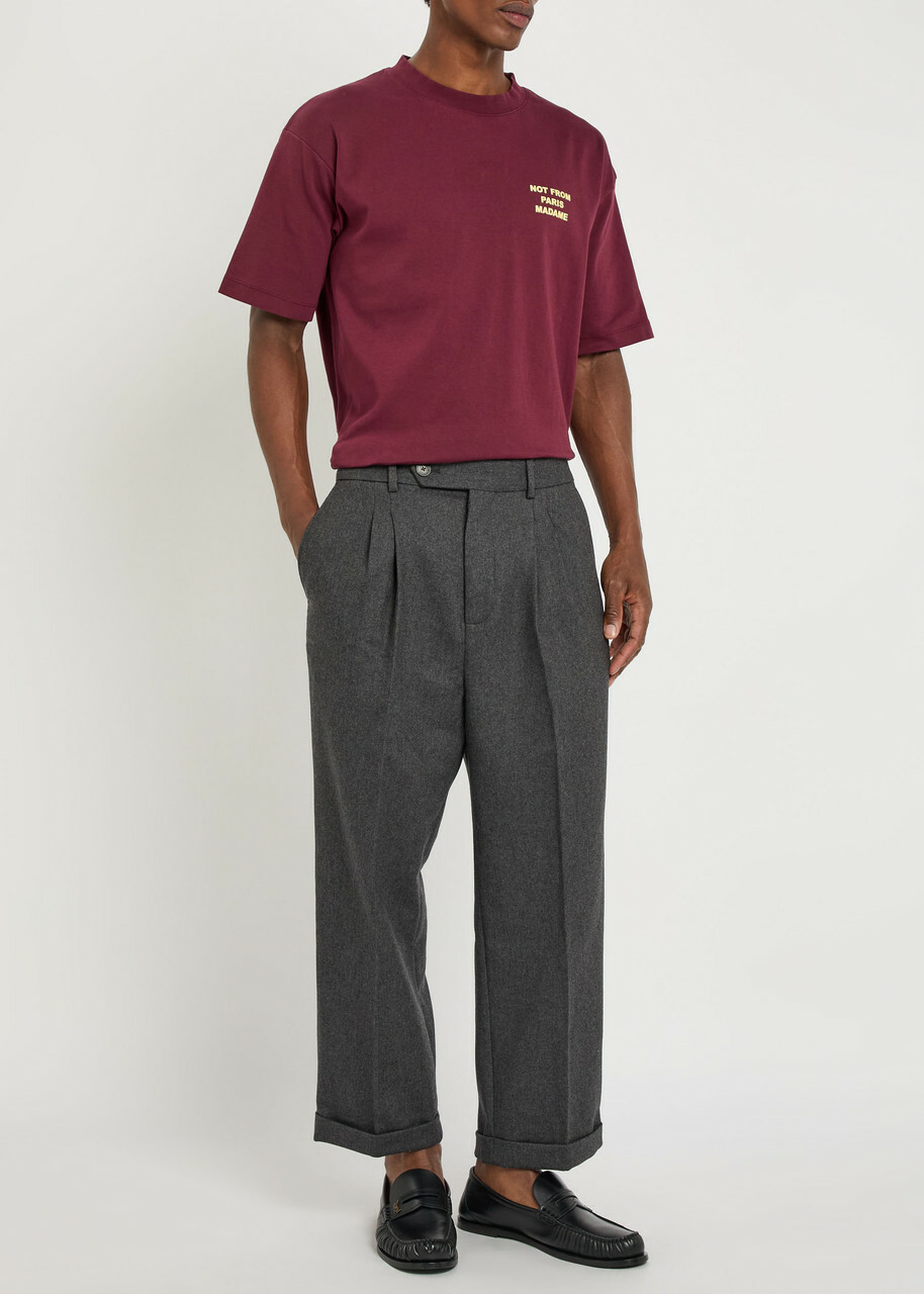 DRÔLE DE Monsieur Le Pantalon à Plis Turn-up Wool-blend Cropped Trousers Grey
