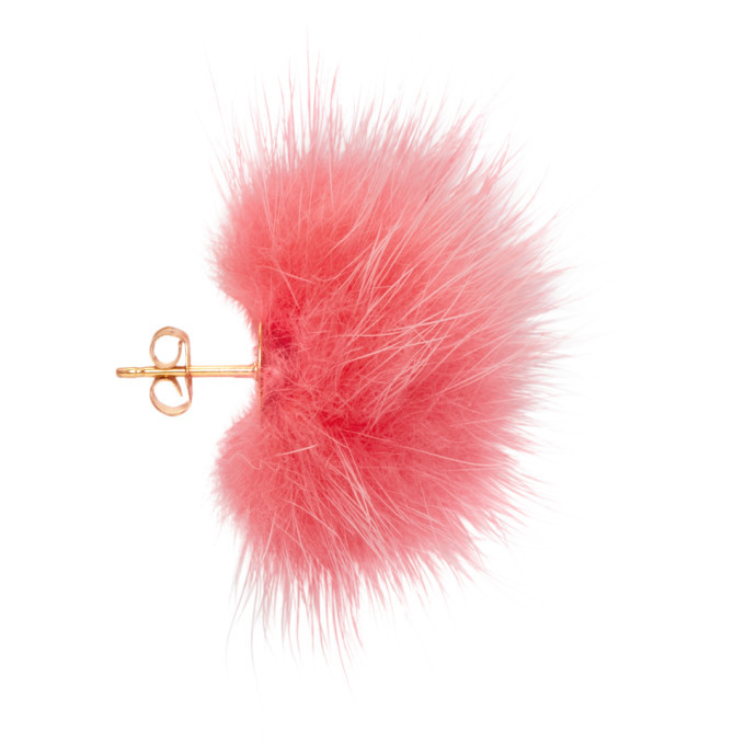 Pink puff ball on sale earrings