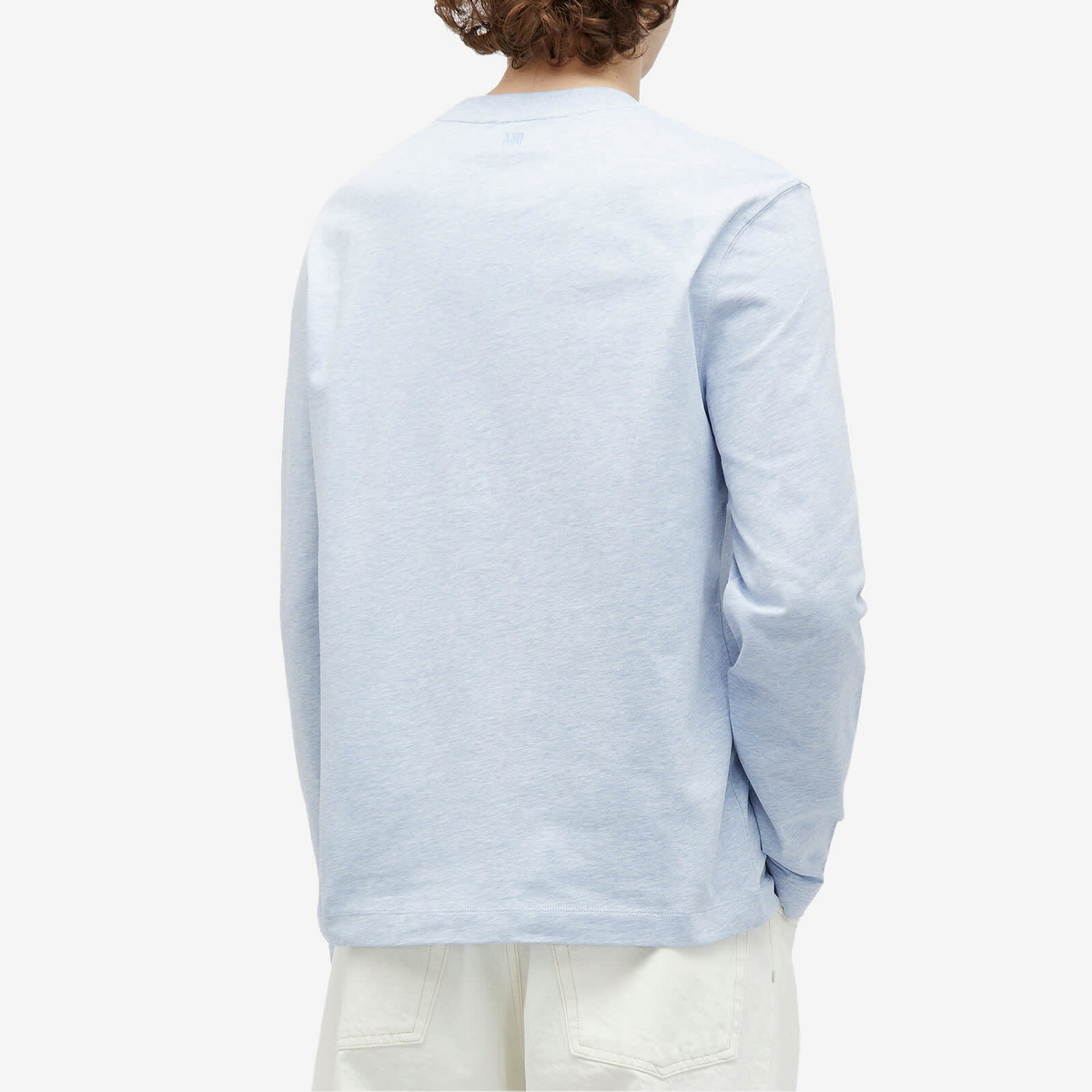 AMI Paris Men's Long Sleeve Small A Heart T-Shirt in Heather Cashmere Blue