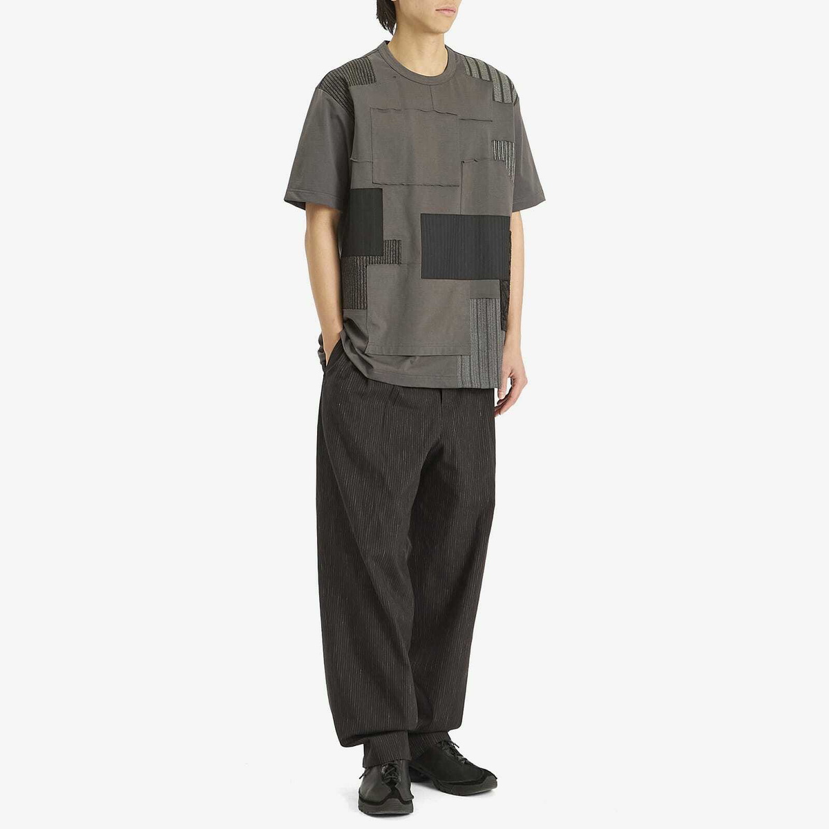 たくわたまさ Junya Watanabe MAN Men's Patchwork T-Shirt in Grey Mix Junya