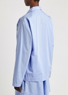 Tekla Unisex Striped Poplin Pyjama top Light Blue