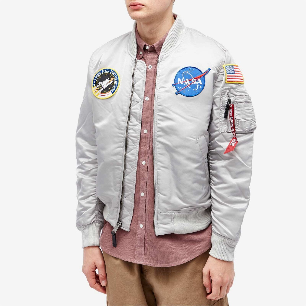 Alpha Industries Men\'s MA-1 VF NASA Jacket in Pastel Grey Alpha Industries | Sweatshorts