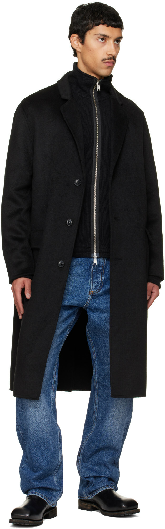 Hugo Black Melton Long Coat