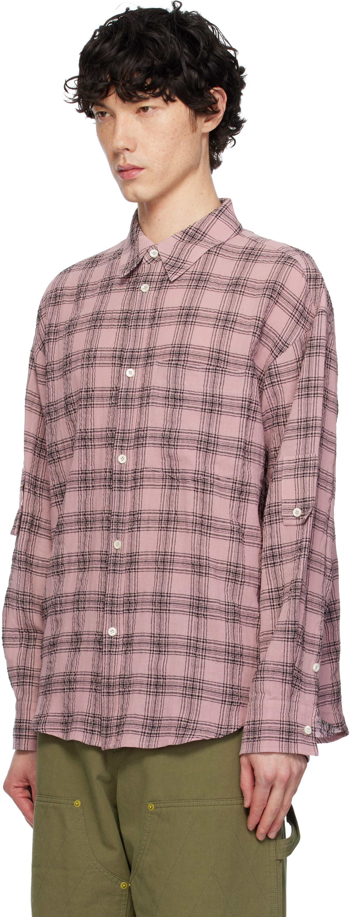 AFTER PRAY Pink Over Check Bright Shirt