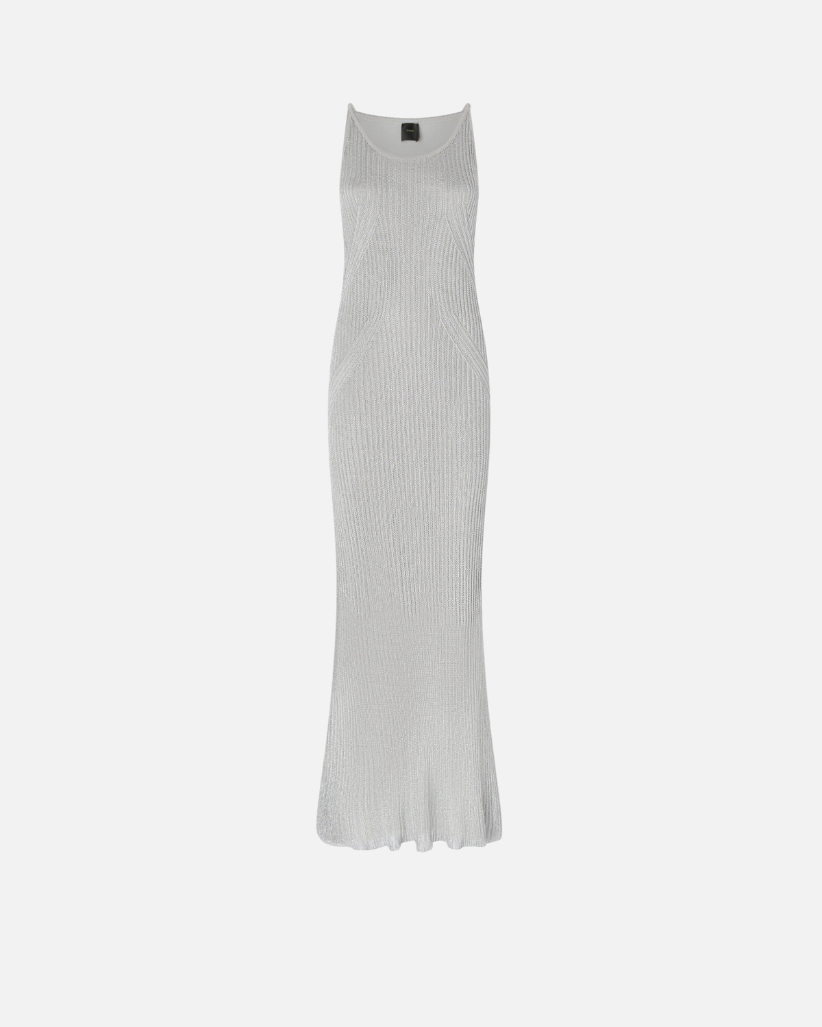 Pinko Sleeveless Dress In Metallic Ribbed Knit Pearl Grey