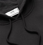 AMI - The Smiley Company Slim-Fit Logo-Appliquéd Loopback Cotton-Jersey Hoodie - Black