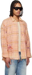 R13 Orange Shredded Seam Drop Neck Shirt