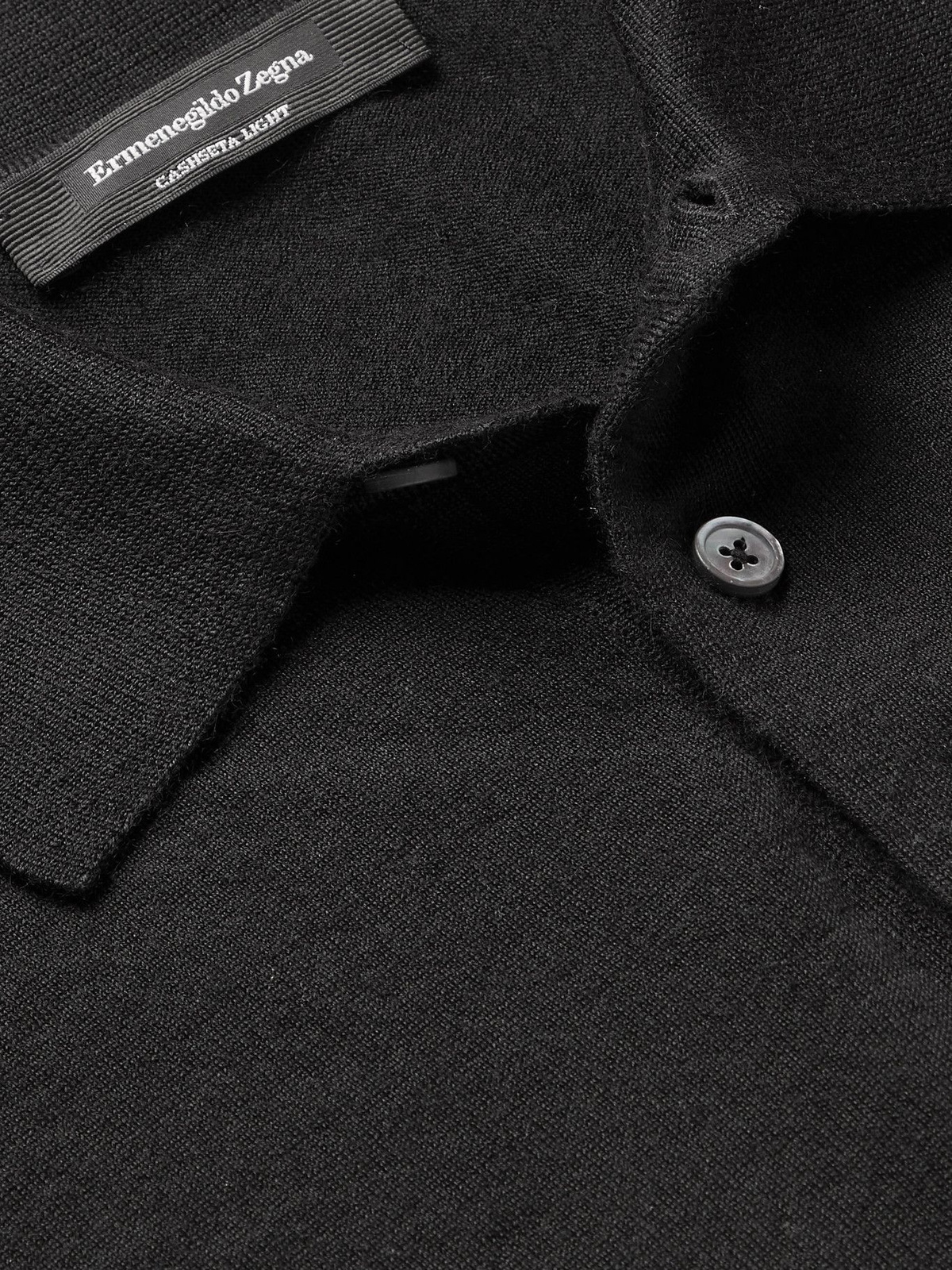 ERMENEGILDO ZEGNA - Cashmere and Silk-Blend Polo Shirt - Black ...