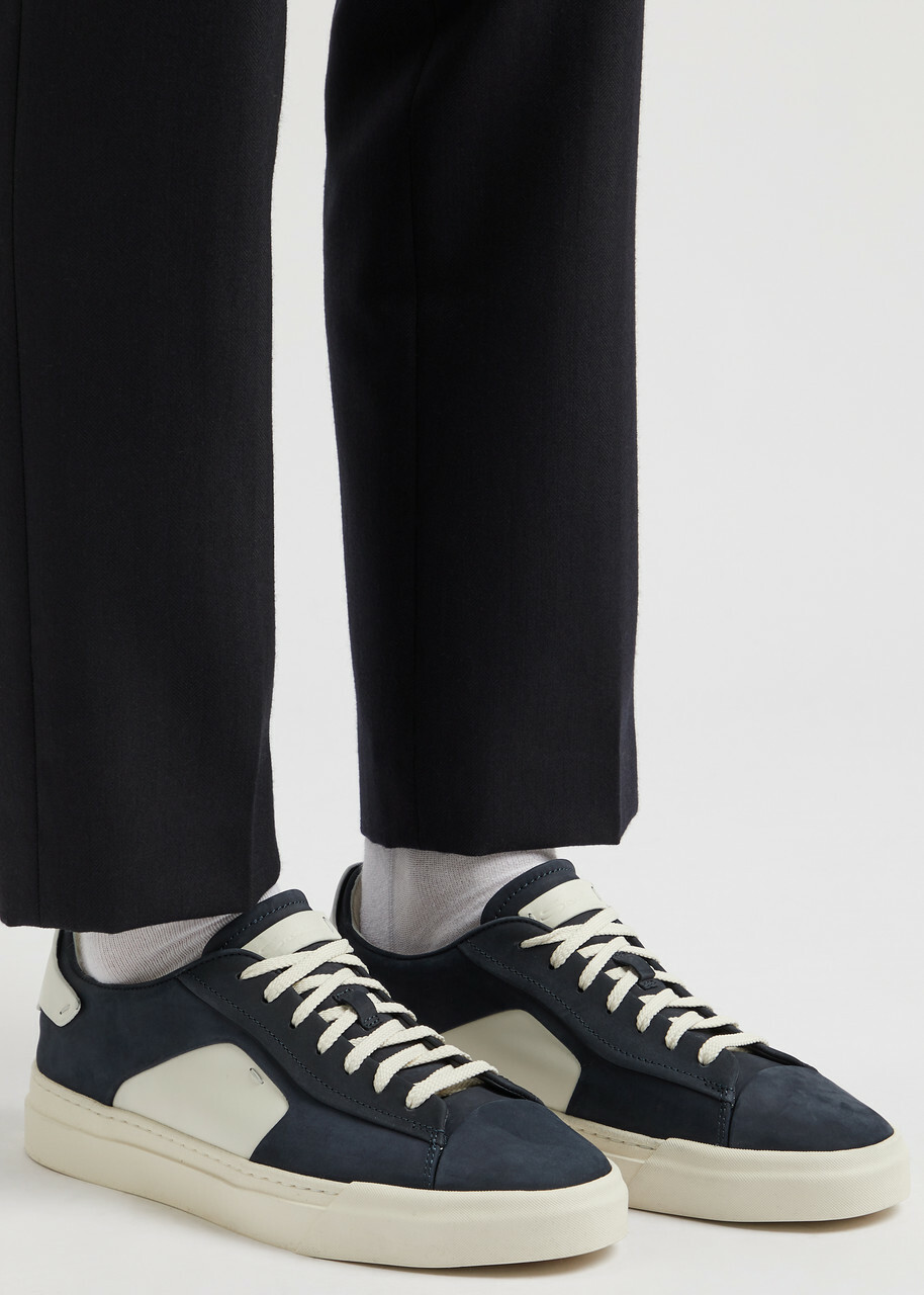 Santoni Darts Panelled Nubuck Sneakers Blue And White
