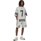 Rhude Gray Baggy Mesh Collegiate Logo Shorts