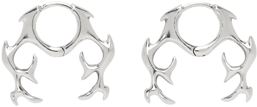 KUSIKOHC Silver Flame Thorn Earrings