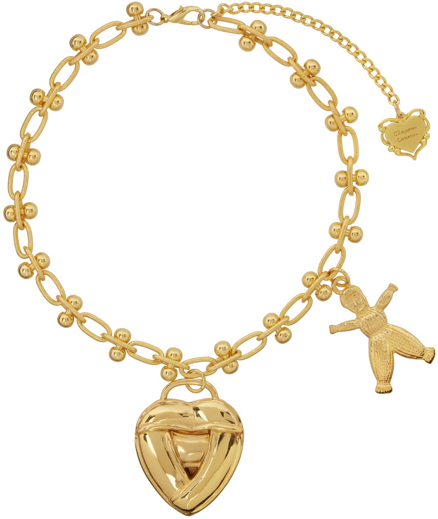 Chopova Lowena Gold Knotted Heart Necklace