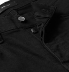 AMIRI - MX1 Skinny-Fit Leather-Panelled Distressed Stretch-Denim Jeans - Black