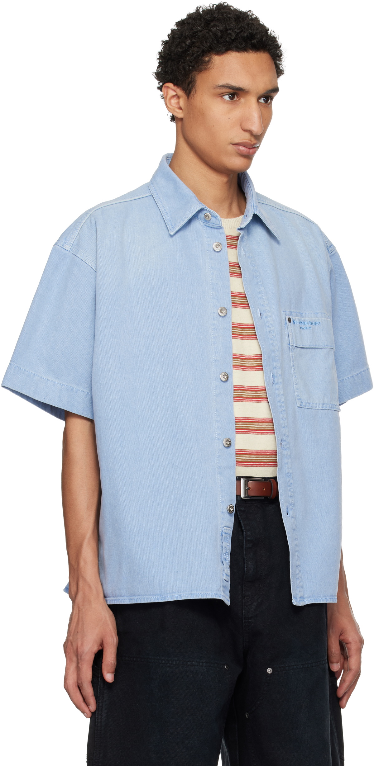 WOOYOUNGMI Blue Faded Denim Shirt