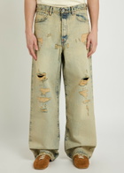 Kenzo Distressed Wide-leg Jeans Denim