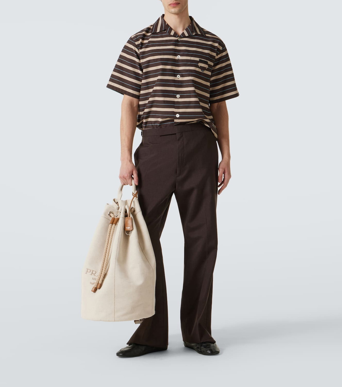 Prada Logo embroidered canvas duffel bag