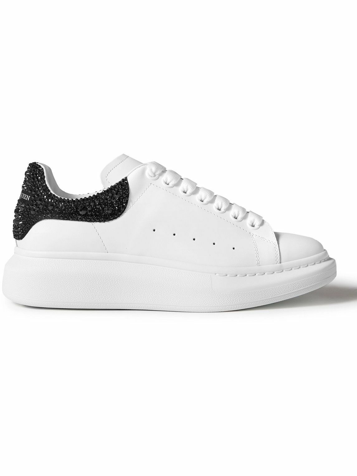 Photo: Alexander McQueen - Studded Exaggerated-Sole Leather Sneakers - White