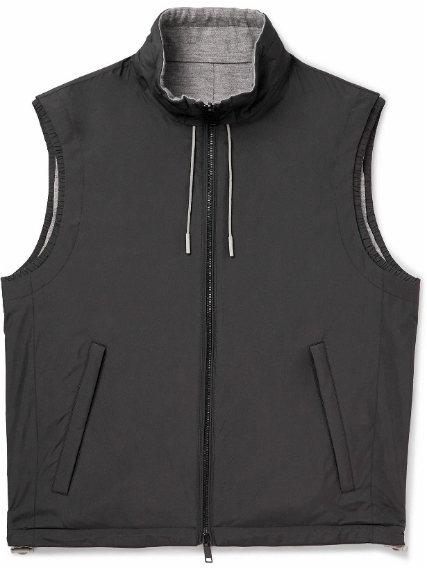 Photo: Zegna - Reversible Micofibre and Cashmere, Cotton and Silk-Blend Twill Gilet - Black