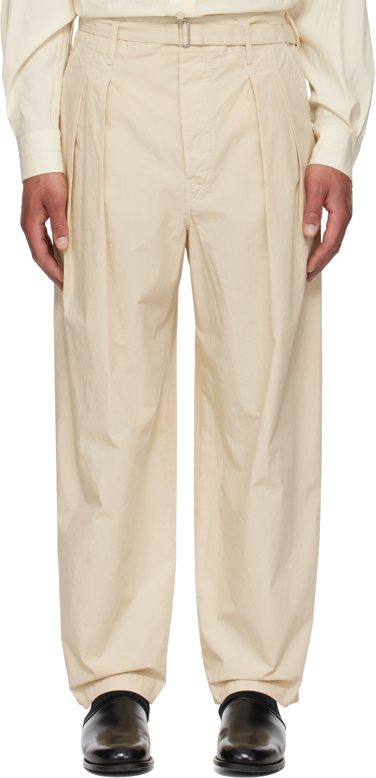 Lemaire Brown Belted Pleats Trousers Lemaire Lemaire Brown Belted Pleats Trousers Lemaire