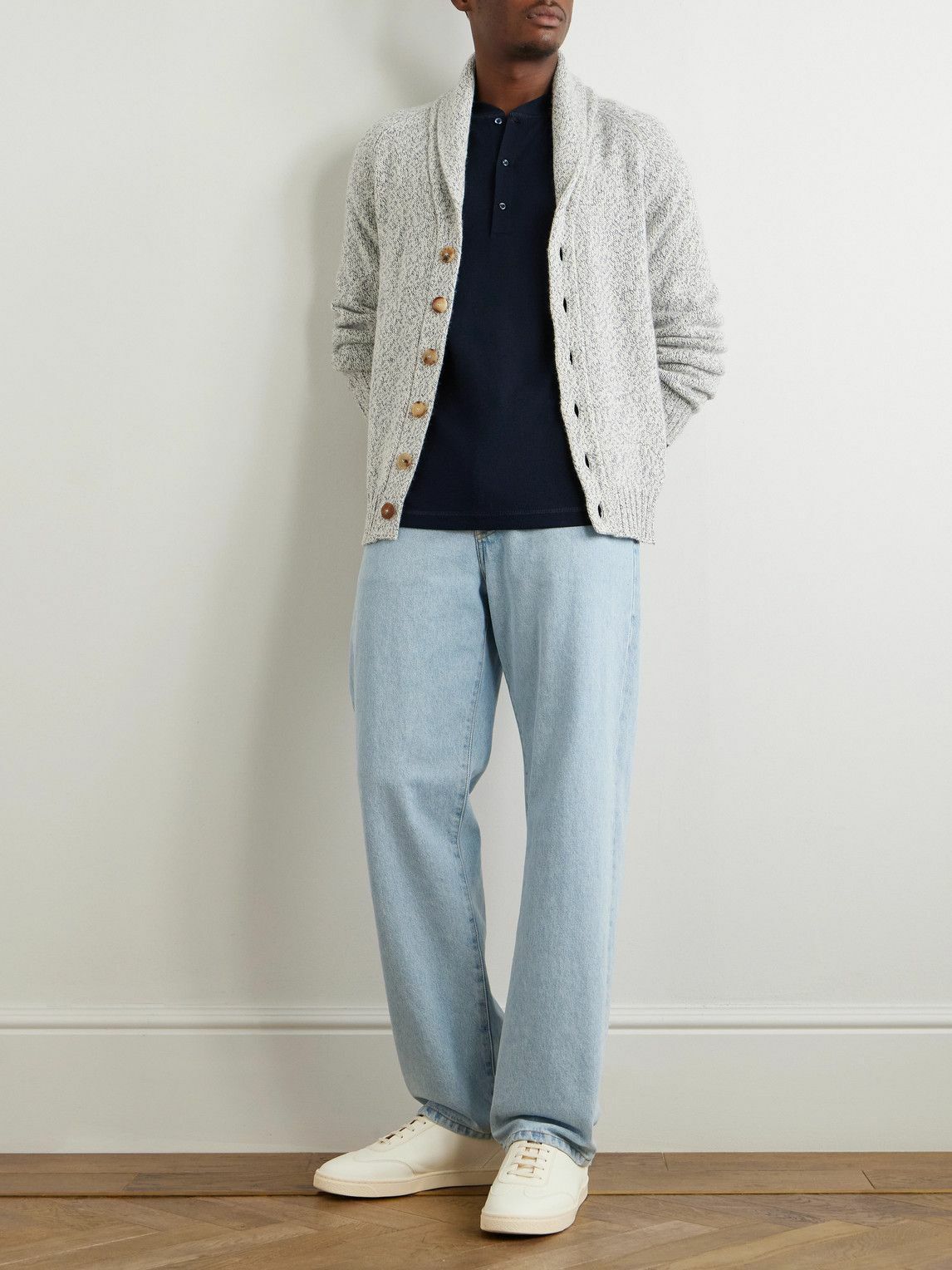 Brunello Cucinelli - Cotton and Silk-Blend Henley T-Shirt - Blue