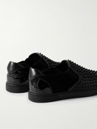 Christian Louboutin - Fun Sailor Studded Leather and Suede Slip-On Sneakers - Black