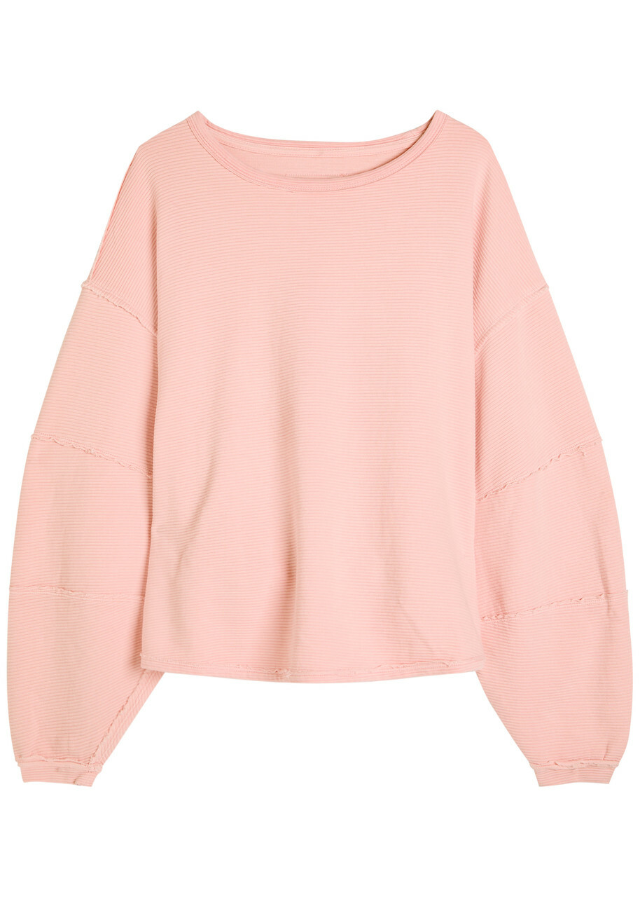 Free People Total Eclipse Ribbed Cotton T-shirt Peach