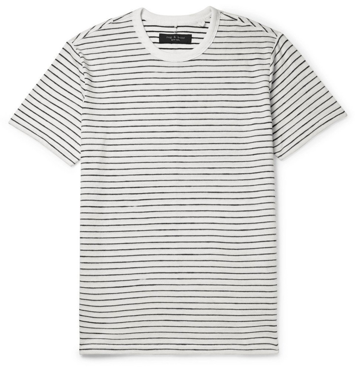Photo: rag & bone - Striped Cotton-Blend Jacquard T-Shirt - Ivory