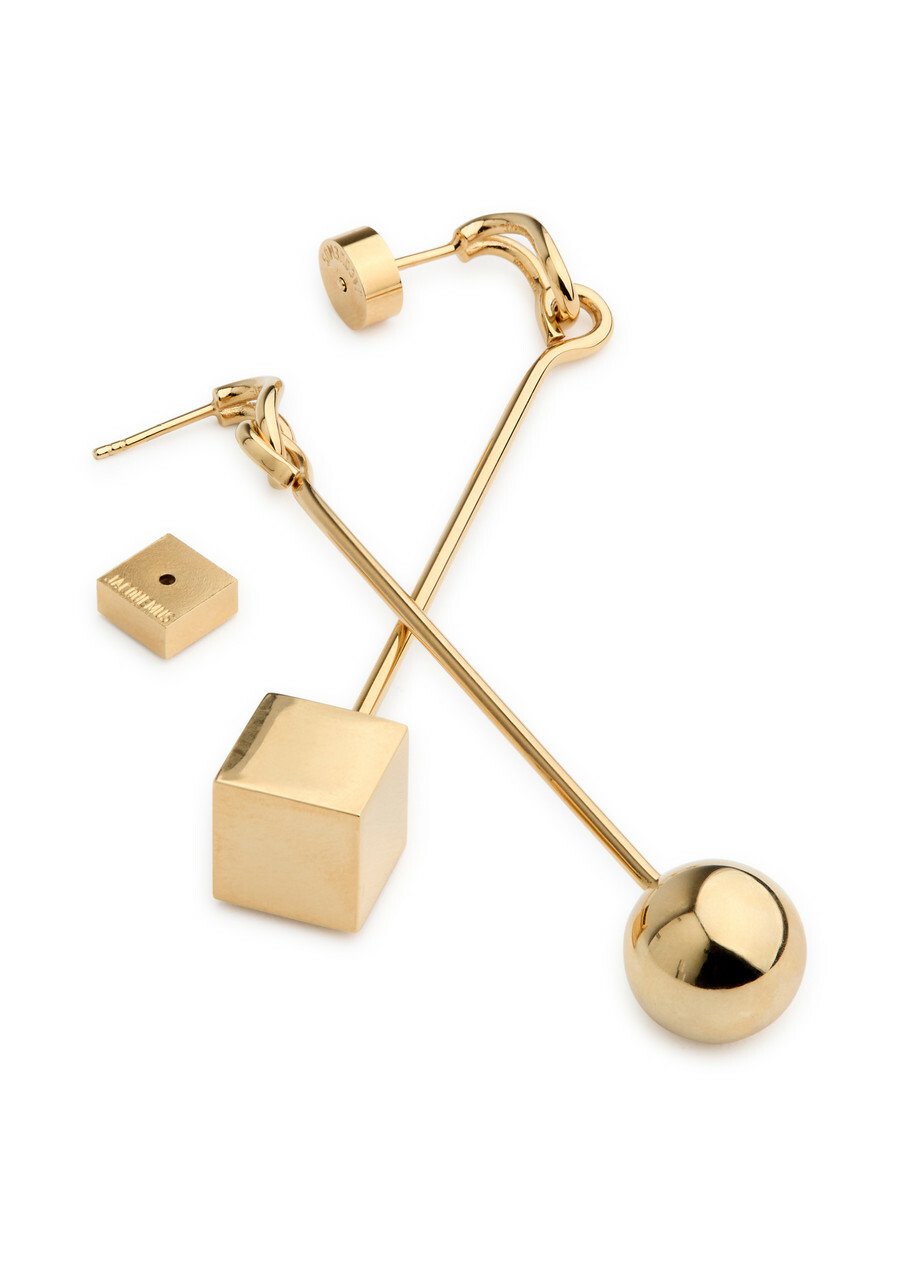 Jacquemus Les Boucles Nodo Mismatched Drop Earrings - Gold