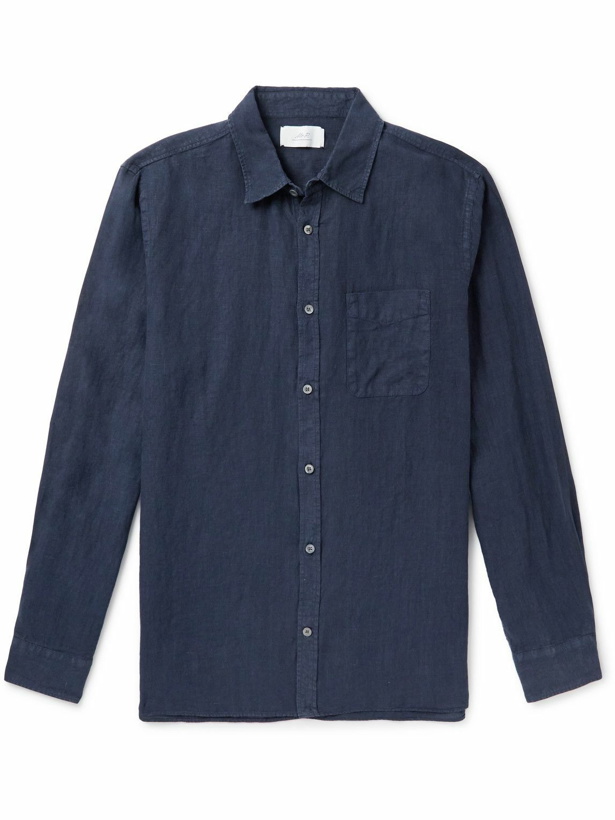 Photo: Mr P. - Garment-Dyed Linen Shirt - Blue