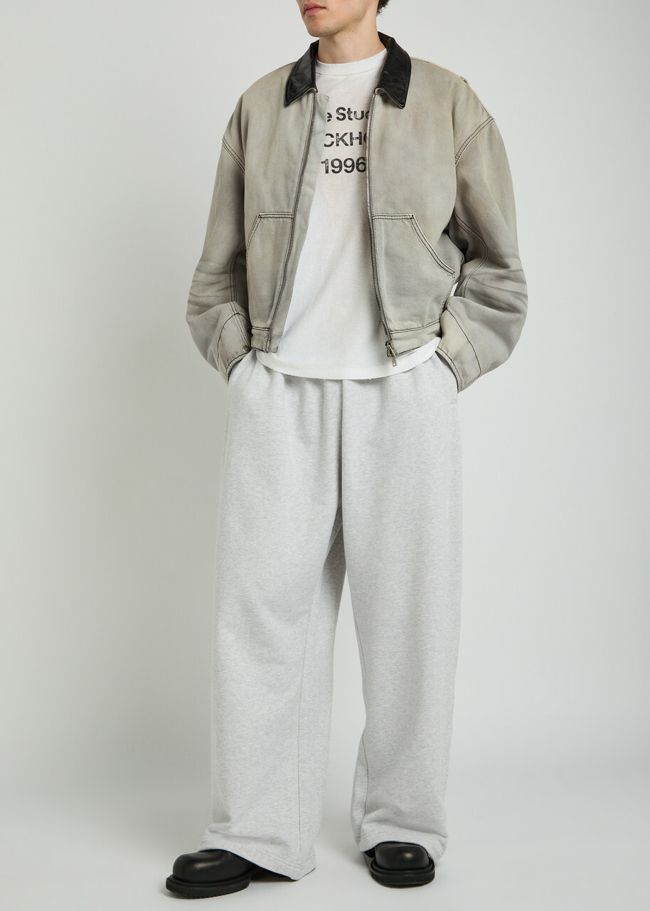 Acne Studios Leather-trim Cotton-twill Jacket White And Black