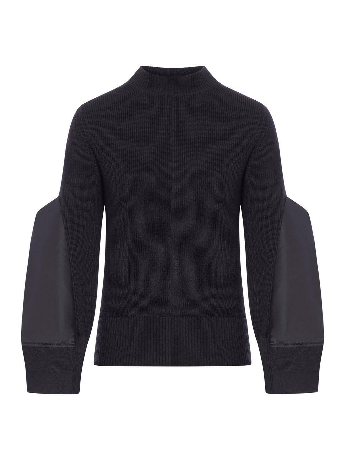 SACAI｜ROUND NECK KNITS (Nylon Twill x Wool Knit Pullove Sacai - Nylon Twill Mix Knit Pullover | HBX - Globally