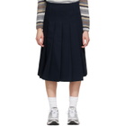 A.P.C. Navy Pleated Midi Skirt