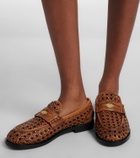 Miu Miu Woven leather penny loafers