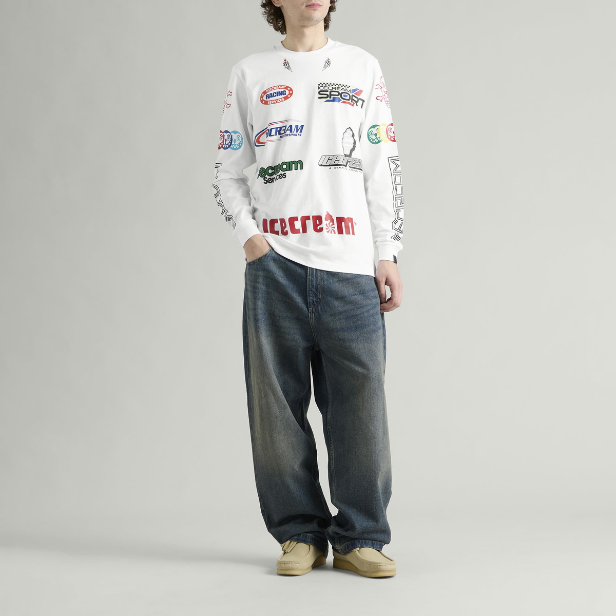ICECREAM Men's Pit Crew Ls T-Shirt in White