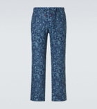 Kiton Printed linen straight pants